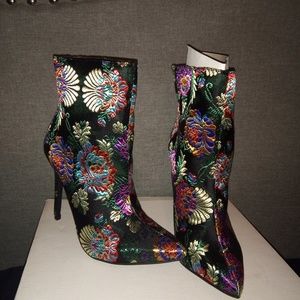 JustFab Black Embroidered Madelina bootie